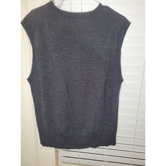 Mens Gap Italian Merino Wool V-Neck Sleeveless Sweater Vest Charcoal Gray L - Picture 2 of 4